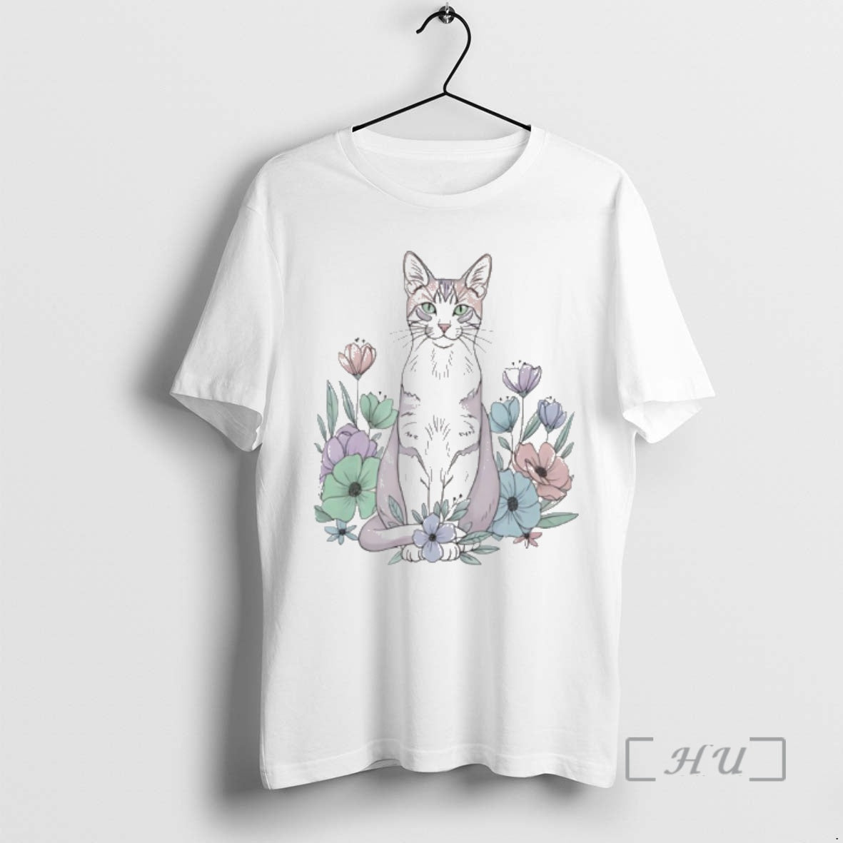 New Cute Sitting Cat In Floral Garden Watercolor T-Shirts, Hoodie, Sweatshirt | CiraTrend.com