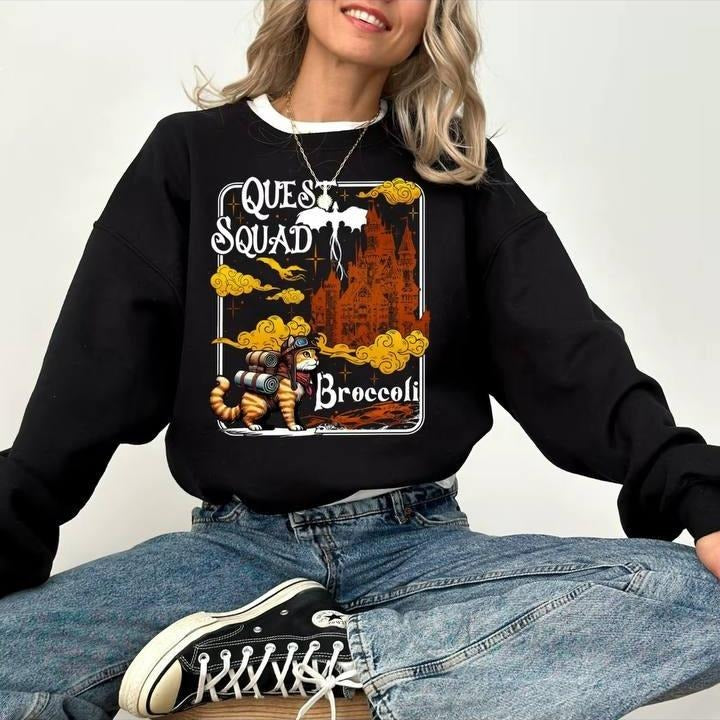 New Design Quest Squad Broccoli Sweatshirt, Onyx Storm hoodie, Fourth Wing, Xa den Riorson, Ridoc Romantasy Sweatshirt...