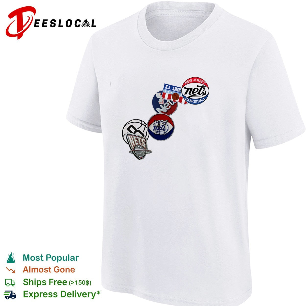 New Jersey Nets vintage logo patches shirt
