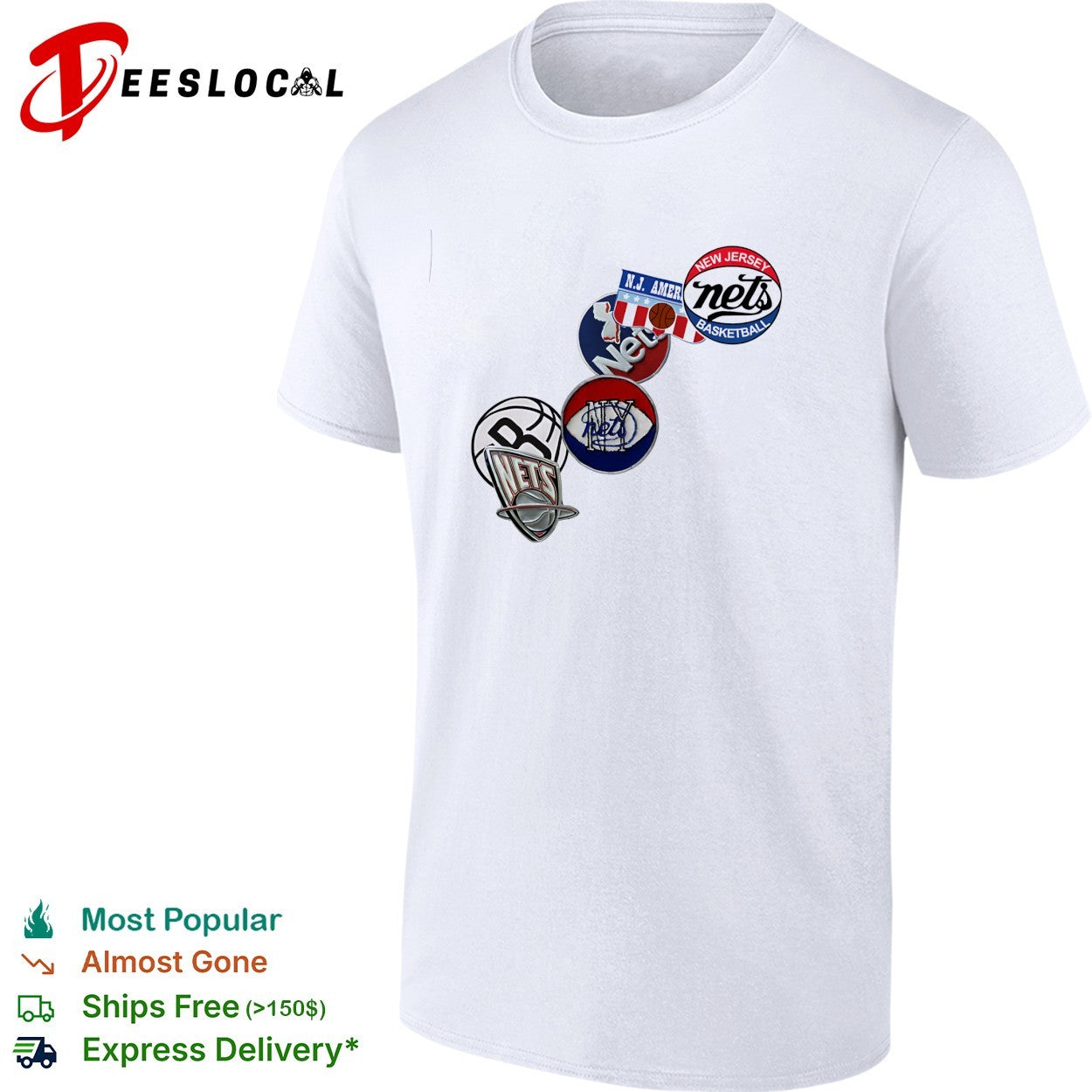 New Jersey Nets vintage logo patches shirt