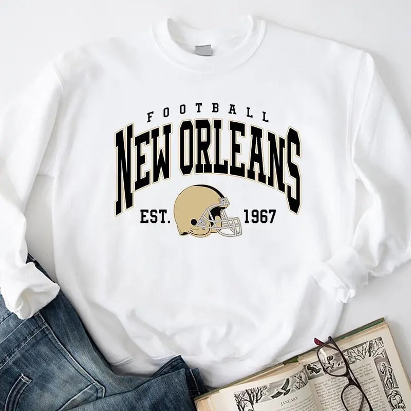 New Orleans Football Sweatshirt,New Orleans Football Sweatshirt,Retro Saint Sunday Football Shirt Hoodie | CiraTrend.com