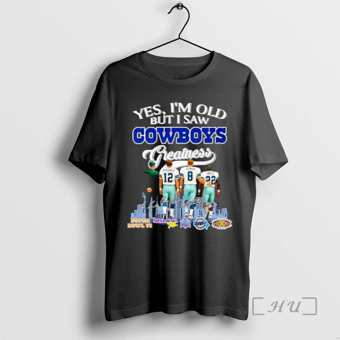 New Yes Im Old But I Saw Dallas Cowboys Greatness Skyline City Signature Ornaments Premium T-Shirts, Hoodie, Sweatshirt