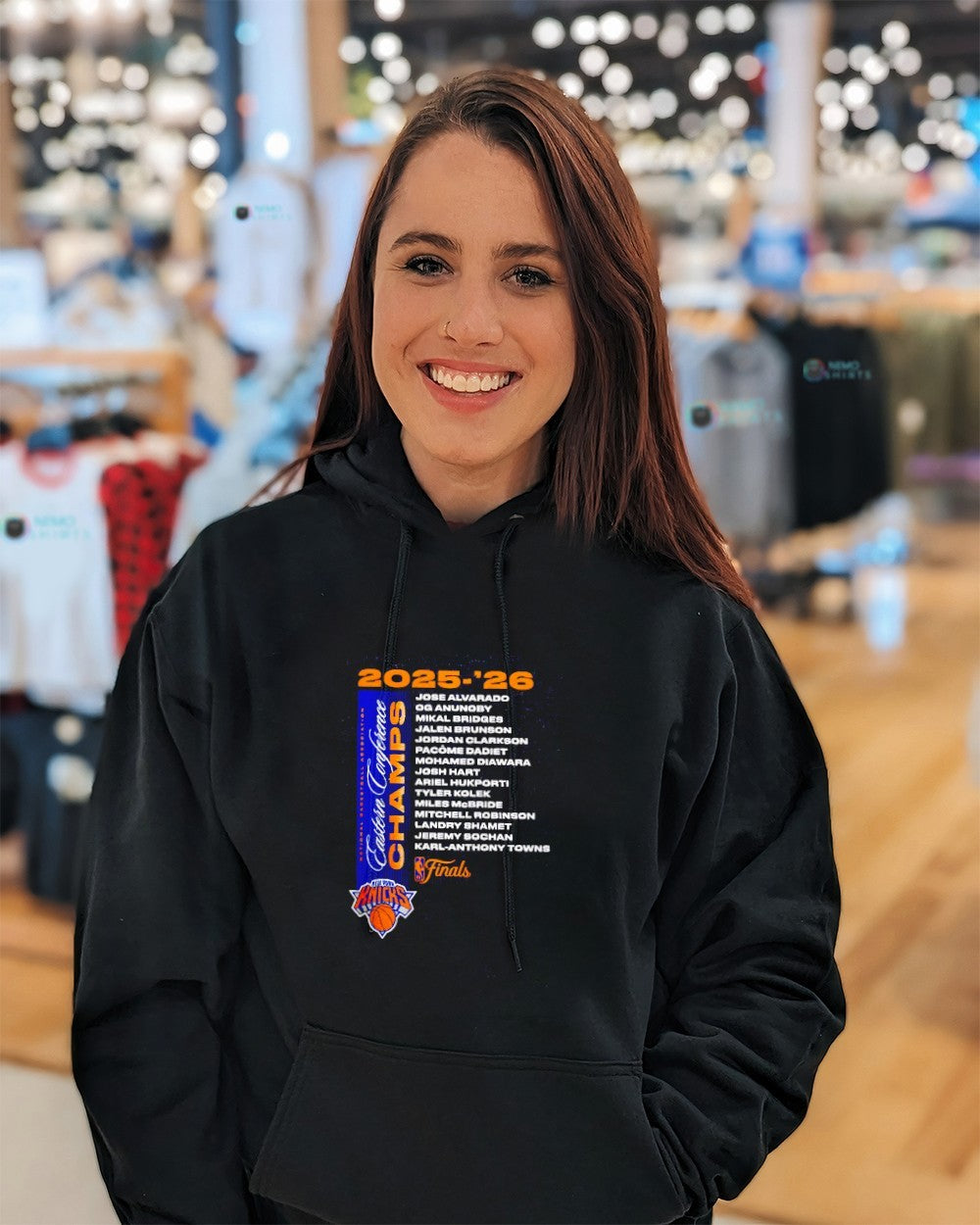 New York Knicks 2025 26 Eastern Conference champs players names roster shirt