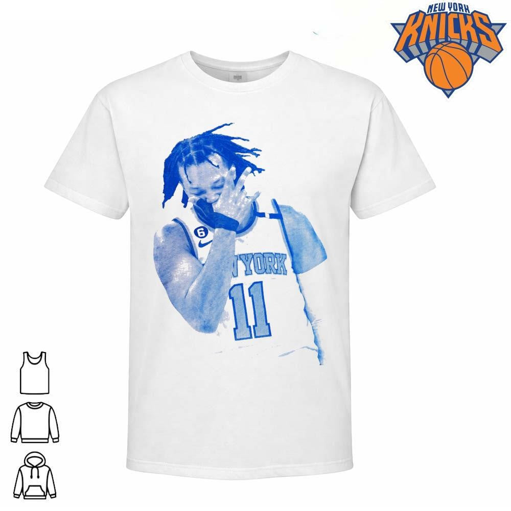 New York Knicks Champions NBA 2026 Jalen Brunson Three Point Celebration Blue Halftone Shirt