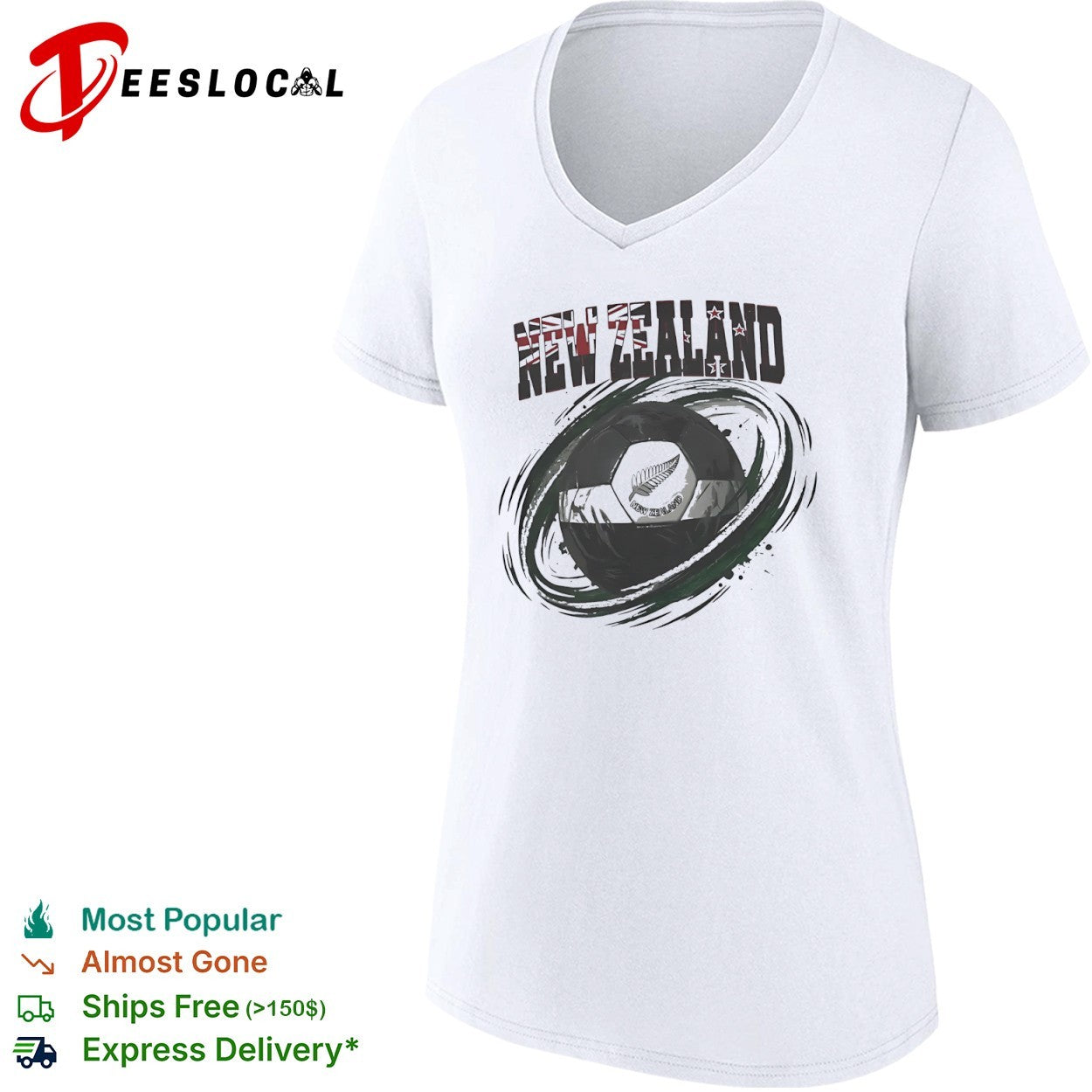 New Zealand flag soccer ball shirt
