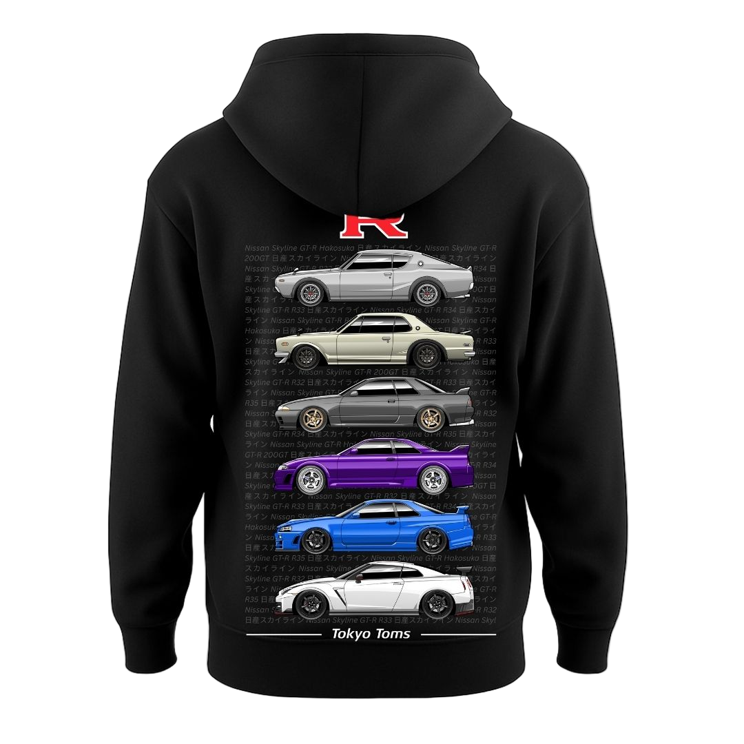 Nissan Skyline GT-R – C110 Hakosuka to R35 Generations – Hoodie T-Shirts, Sweatshirt | CiraTrend.com (Image 1)