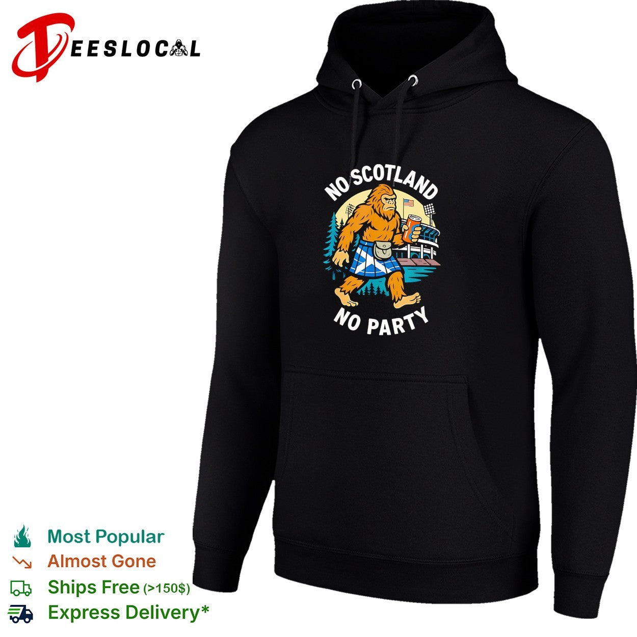 No Scotland no party bigfoot kilt stadium shirt