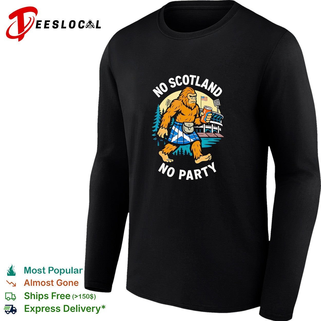 No Scotland no party bigfoot kilt stadium shirt