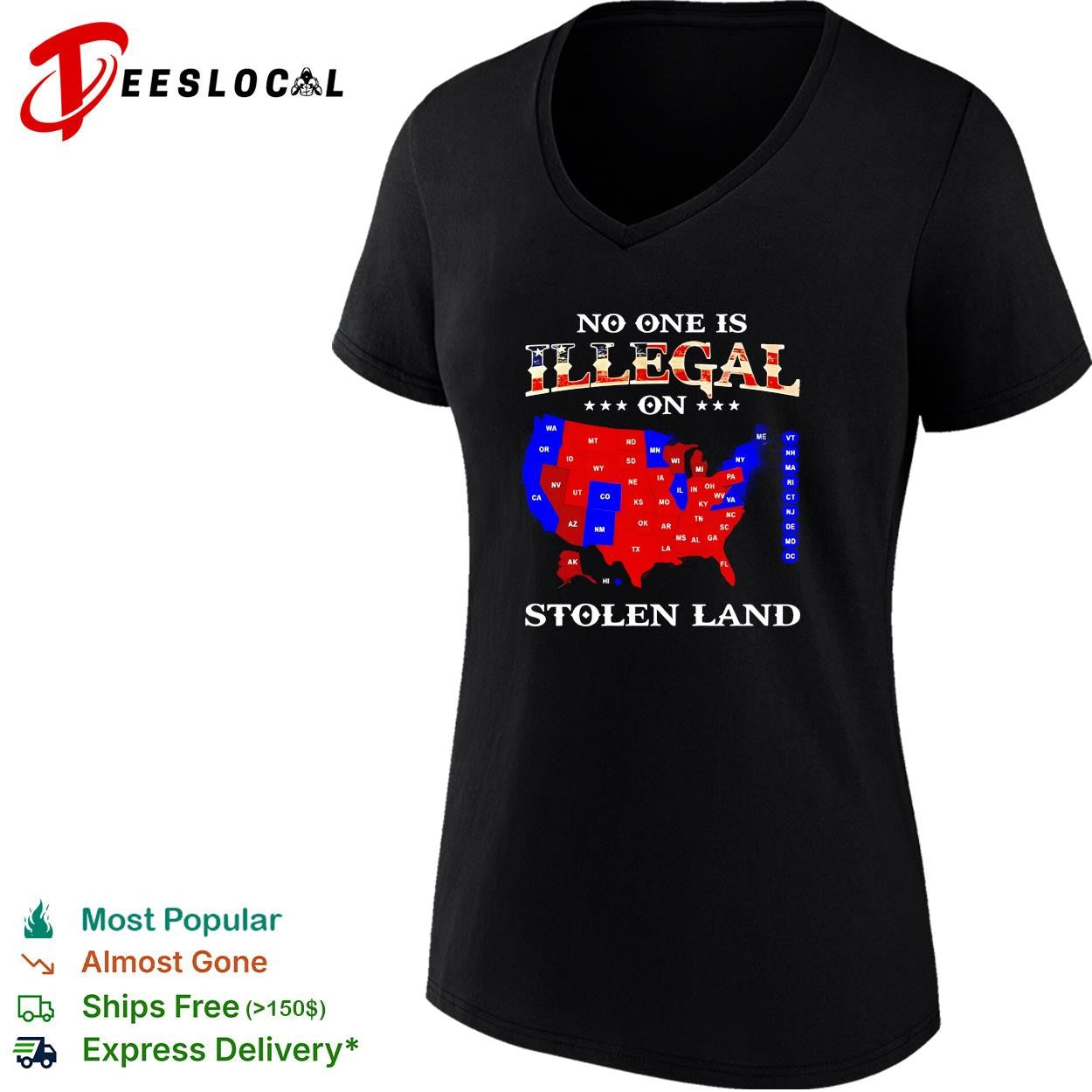 No one is illegal on stolen land USA map shirt