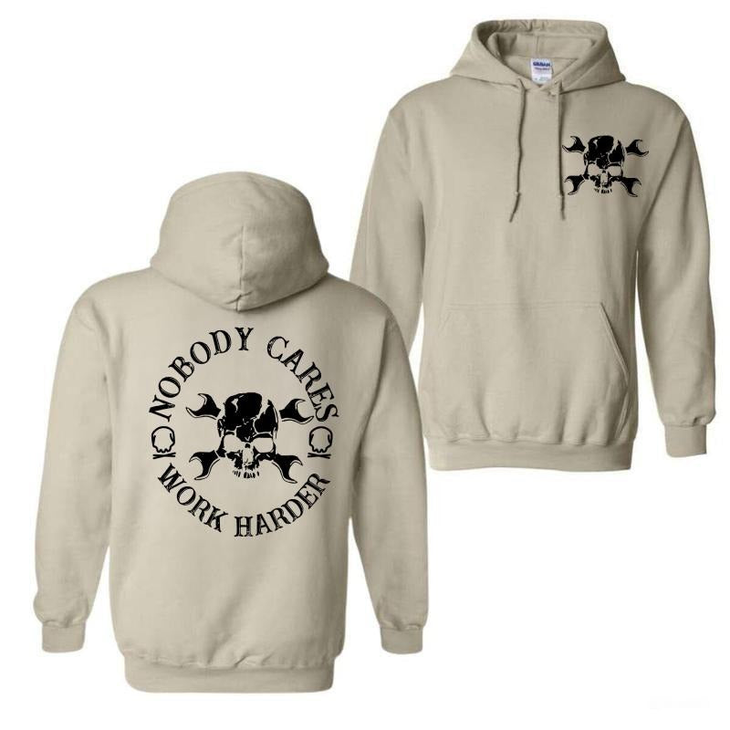 Nobody Cares Work Harder Hoodie, Sweatshirt, T-Shirt, Men's Skull & Letter Print Drop  Hoodie | CiraTrend.com