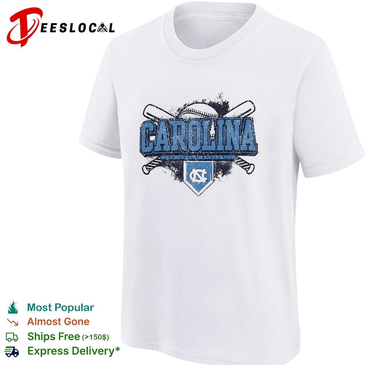 North Carolina Tar Heels Baseball Logo Team shirt