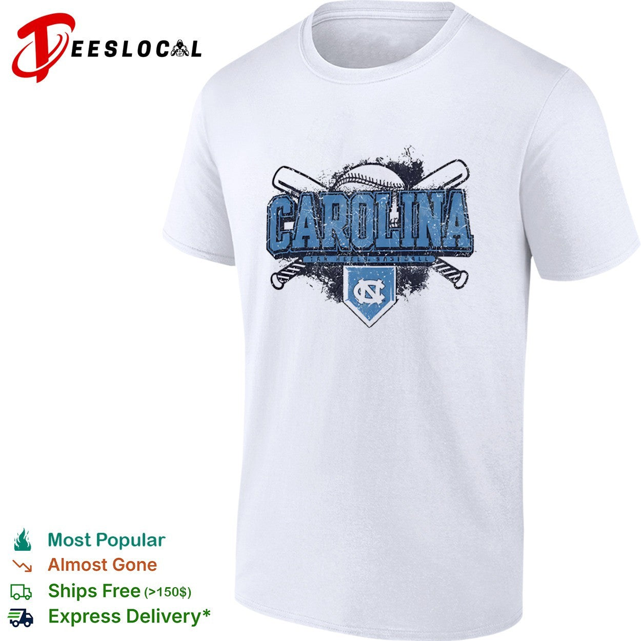 North Carolina Tar Heels Baseball Logo Team shirt