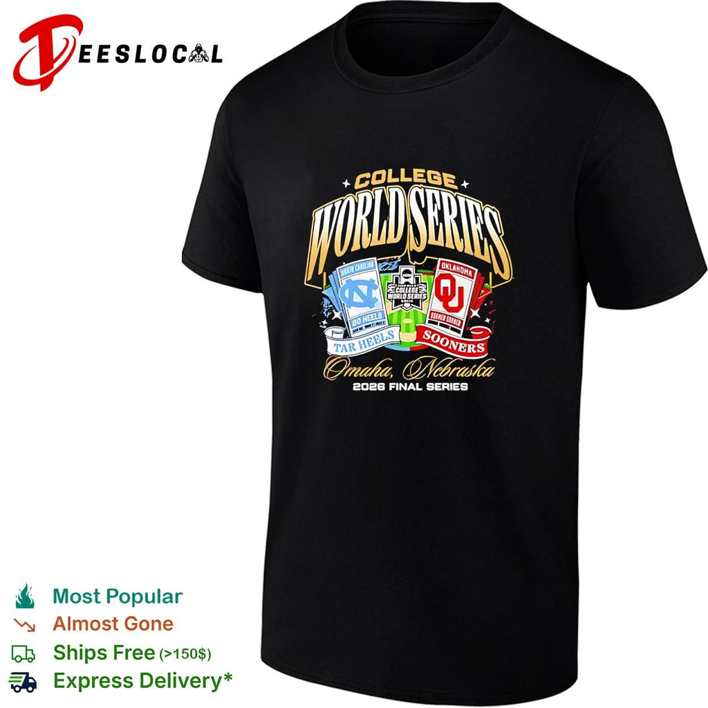 North Carolina Tar Heels vs Oklahoma Sooners 2026 College World Series Championship Matchup ticket shirt