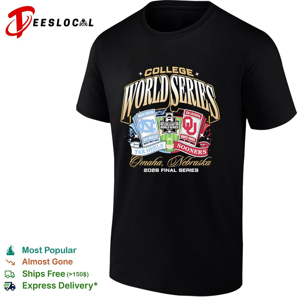North Carolina Tar Heels vs Oklahoma Sooners College World Series Omaha 2026 shirt