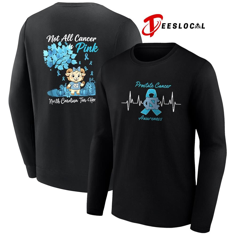 North Carolina Tar Heels x Prostate cancer awareness not all cancer is pink mascot shirt