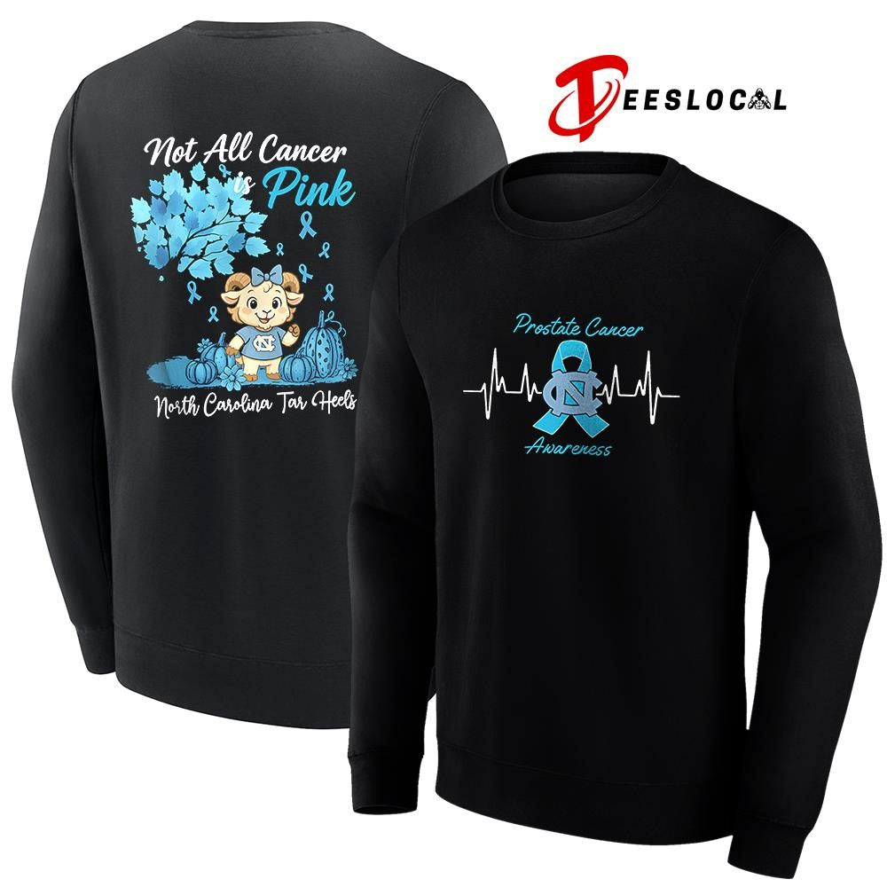 North Carolina Tar Heels x Prostate cancer awareness not all cancer is pink mascot shirt
