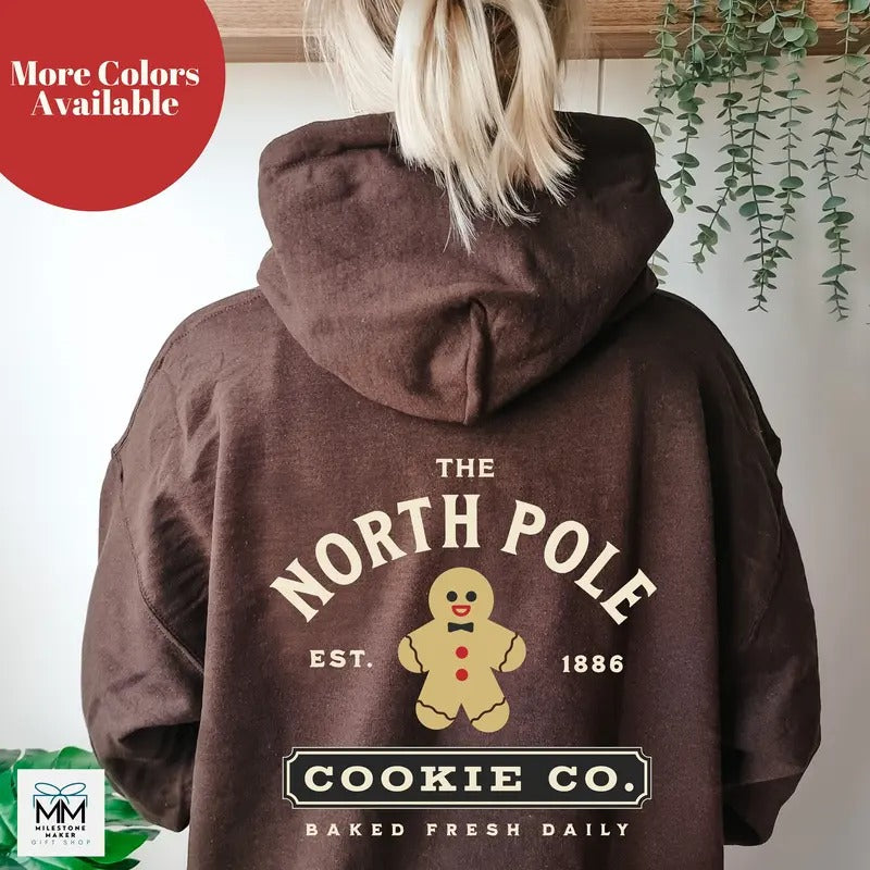 North Pole Christmas Hoodie, Christmas Cookie Hoodie, Vintage Christmas Hooded Sweater, Classic Holiday Shirt, Christmas Cookie Sweater Christmas Gift Idea 2024, Gift For Him, Gift For Her