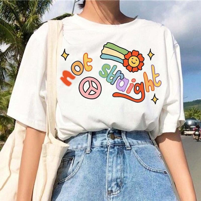 Not Straight Rainbow T Shirt Hoodie Sweater Lgbqt Shirt Pride Month T-shirt LGBT Tee Rainbow Tee Retro Gay Shirt Gay...