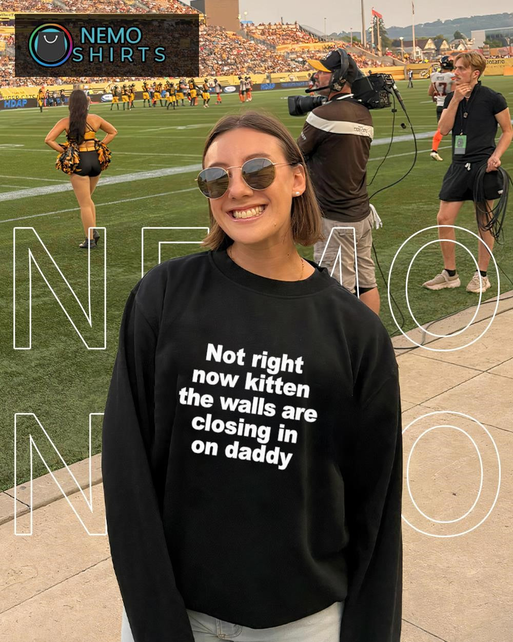 Not right now kitten the walls are closing in on daddy text shirt