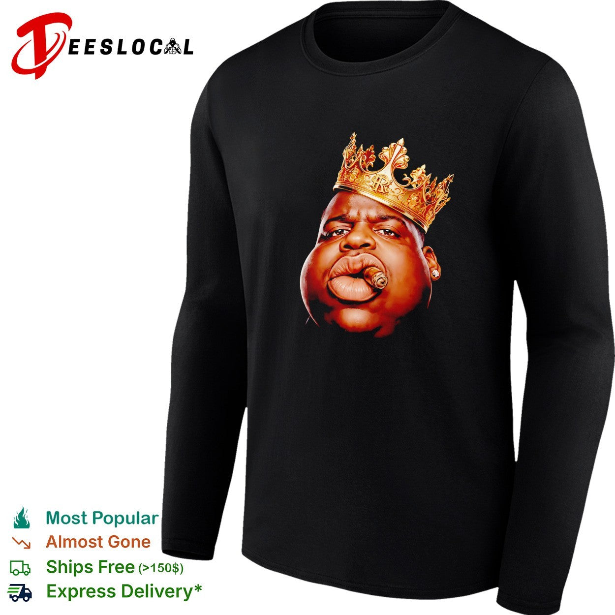 Notorious B.I.G gold crown portrait shirt