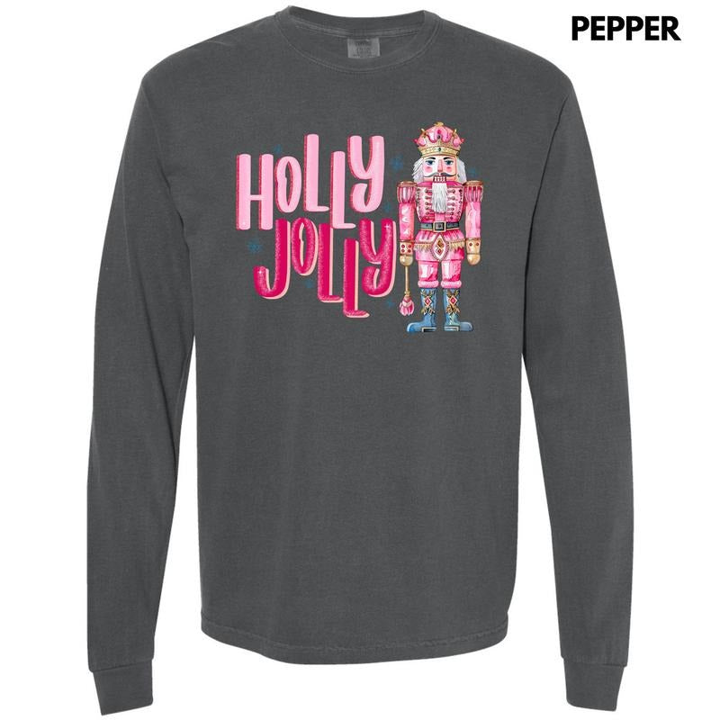 Nutcracker Holly Jolly Long Sleeve Comfort Colors T-Shirt 'NLB' Hoodie, Sweatshirt | CiraTrend.com