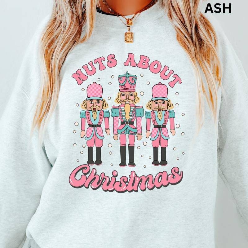 Nuts about Christmas Winter Graphic Sweatshirt Casual Cotton Polyester Oversized sweatshirt - Comfort Crewneck Menswear...