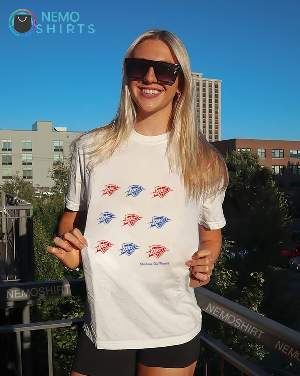 OKC Oklahoma City Thunder all over logo shirt