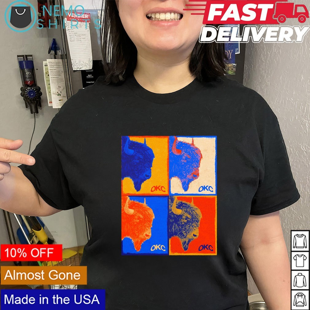 OKC Rumble the Bison mascot OKC Thunder grid shirt