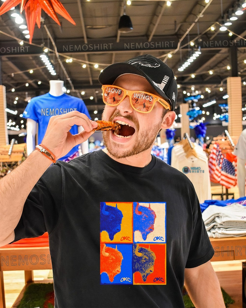 OKC Rumble the Bison mascot OKC Thunder grid shirt