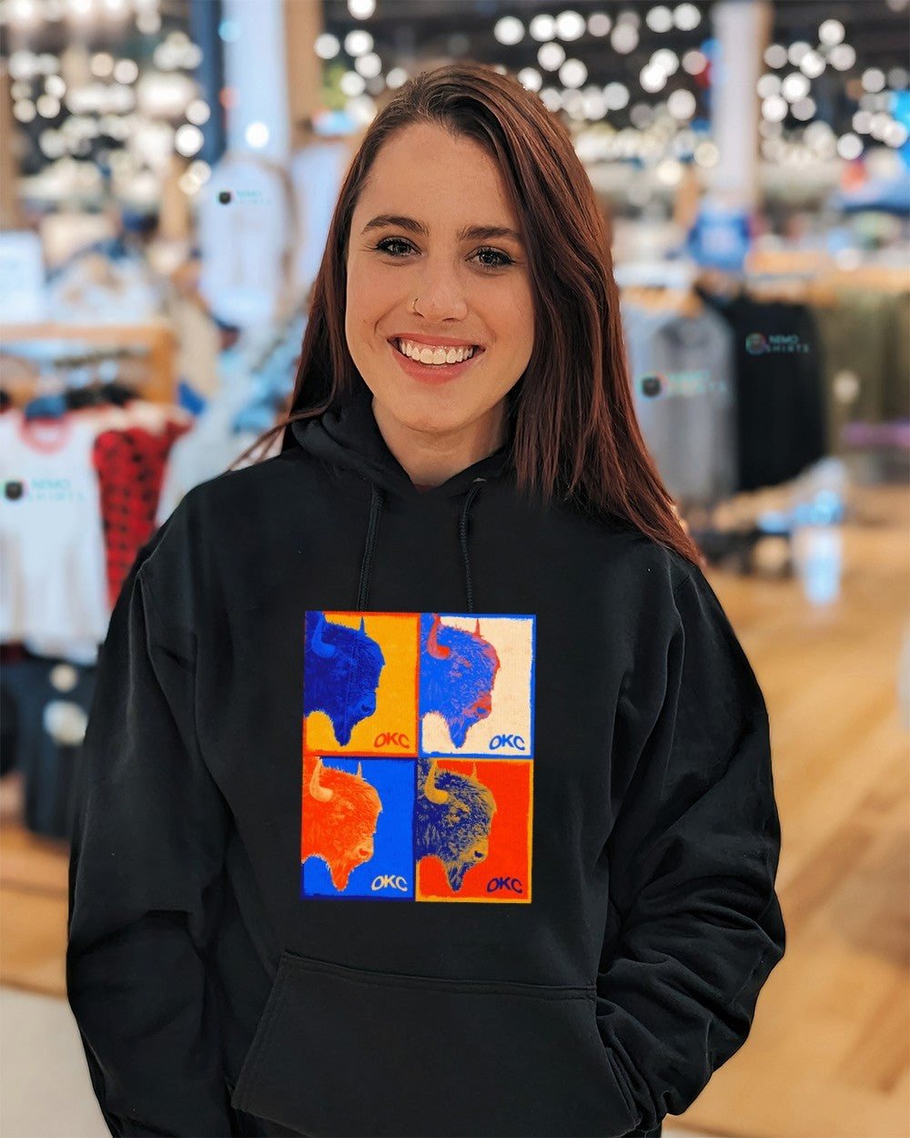 OKC Rumble the Bison mascot OKC Thunder grid shirt