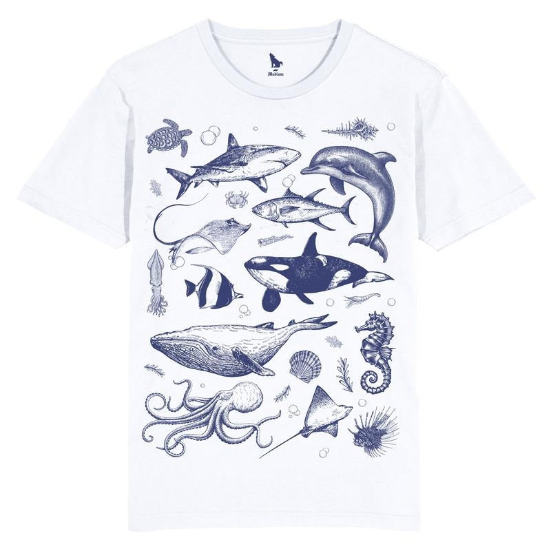 Ocean Nature T Shirt Vintage 90s Tattoo Sea Animal Tshirt Retro Ocean Whale Orca Turtle Dolphin Unisex Tee Shirt Tee Fun...