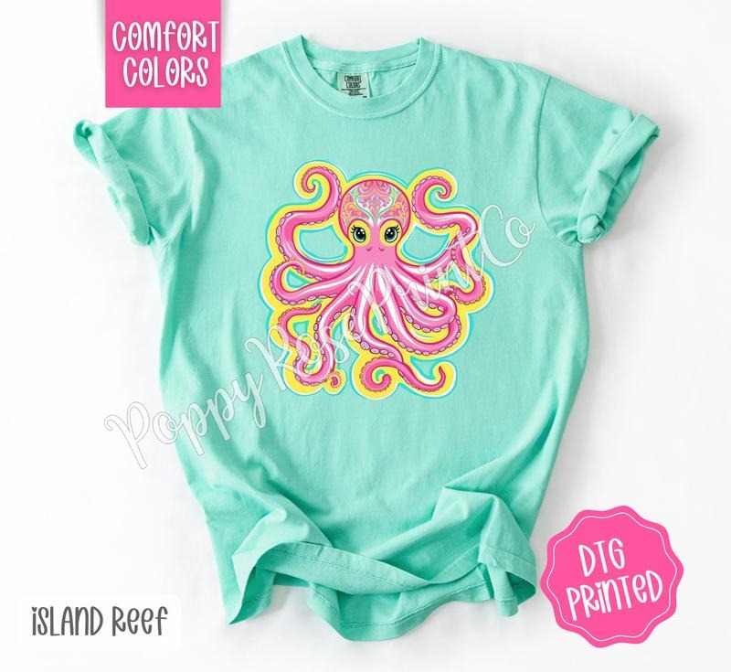 Octopus Comfort Colors Shirt, Cute Summer Tshirt, Trendy Women's Tee, Gift for Her Hoodie, Sweatshirt | CiraTrend.com