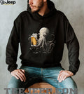 Octopus Holding Beer Mug Funny Nautical Illustration T Shirt