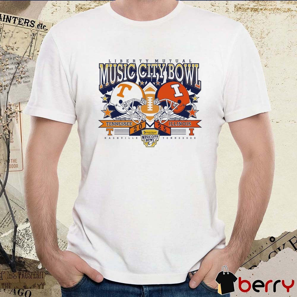 2025 Liberty Mutual Music City Bowl Tennessee Volunteers Vs Illinois Fighting Illini Nashville TN Helmets t-shirt