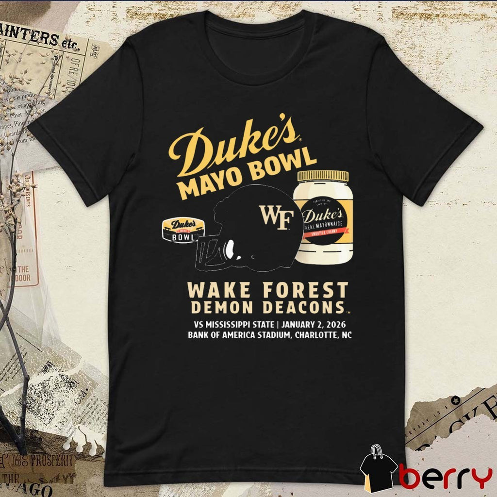 2026 Duke’s Mayo Bowl Wake Forest Demon Deacons Vs Mississippi State Jan 2 Charlotte NC Helmet t-shirt