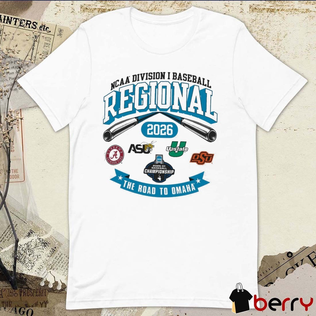 2026 NCAA Division I Baseball Regional Alabama The Road To Omaha Logos t-shirt