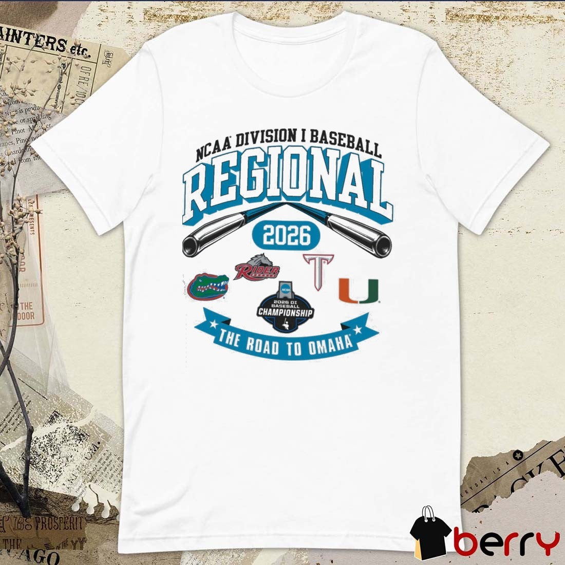 2026 NCAA Division I Baseball Regional Florida The Road To Omaha Logos t-shirt