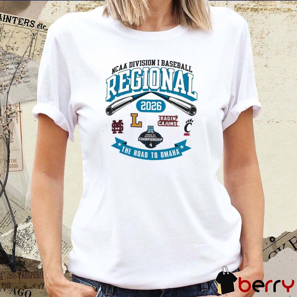 2026 NCAA Division I Baseball Regional Mississippi State The Road To Omaha Logos t-shirt