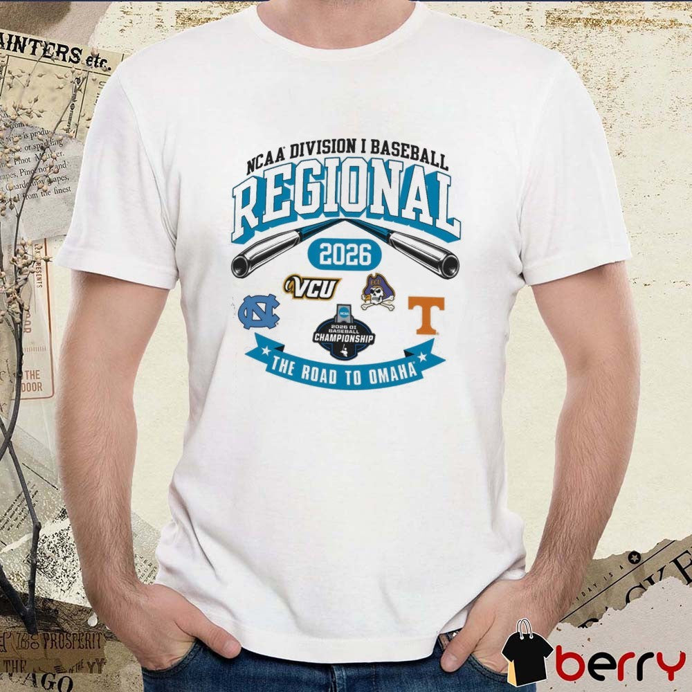 2026 NCAA Division I Baseball Regional North Carolina The Road To Omaha Logos t-shirt