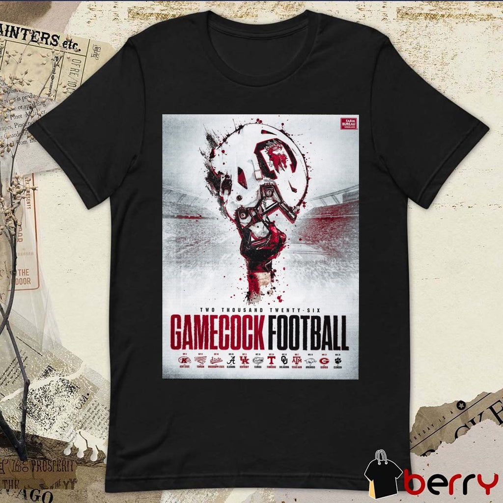 2026 South Carolina Gamecocks Football Schedule Highlight Alabama, Georgia, and Clemson Poster t-shirt