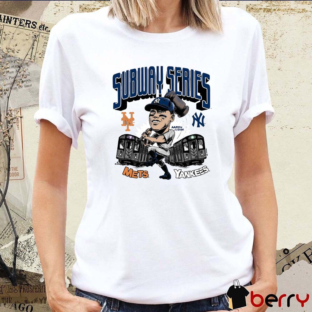 Aaron Judge New York Yankees Vs New York Mets 2025 MLB Subway Series Caricature Graphic t-shirt