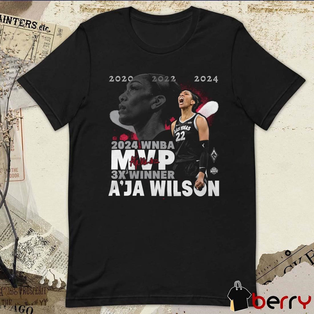 A’ja Wilson Las Vegas Aces Stadium Essentials 2024 WNBA MVP 3X Winner Graphic t-shirt