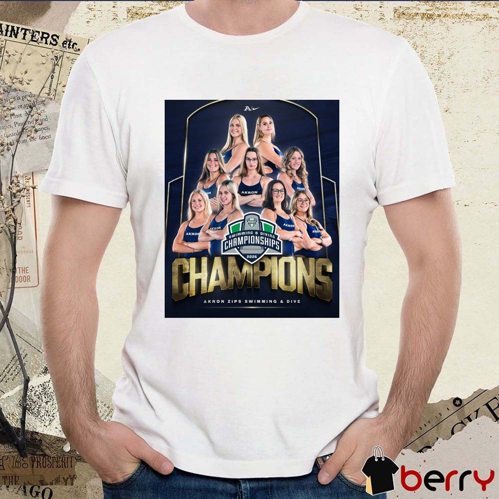 Akron Zips Swimming & Diving Championships 2026 Poster t-shirt