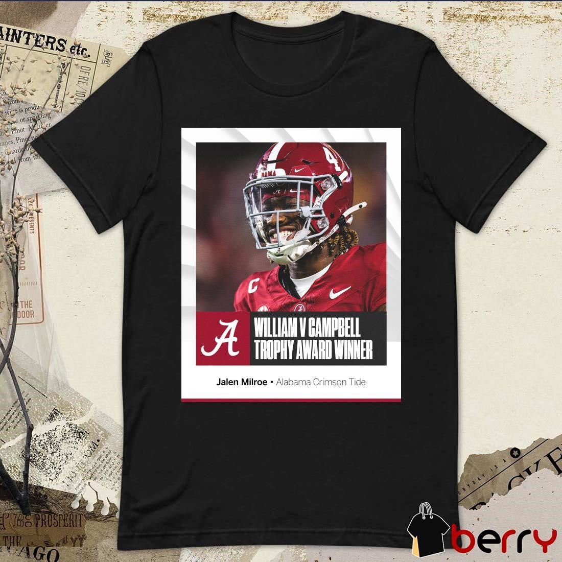 Alabama Crimson Tide Jalen Milroe 2024 SEC William V Campbell Trophy Award Winner Poster t-shirt