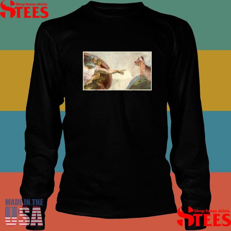 Almighty Slap Funny Cat God Creation Of Adam Meme Jesus Art Shirts