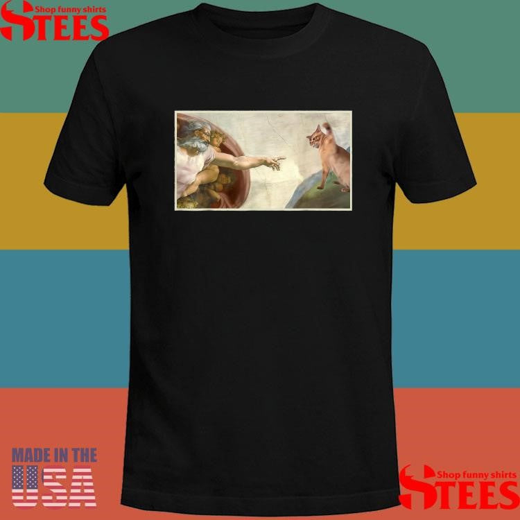 Almighty Slap Funny Cat God Creation Of Adam Meme Jesus Art Shirts