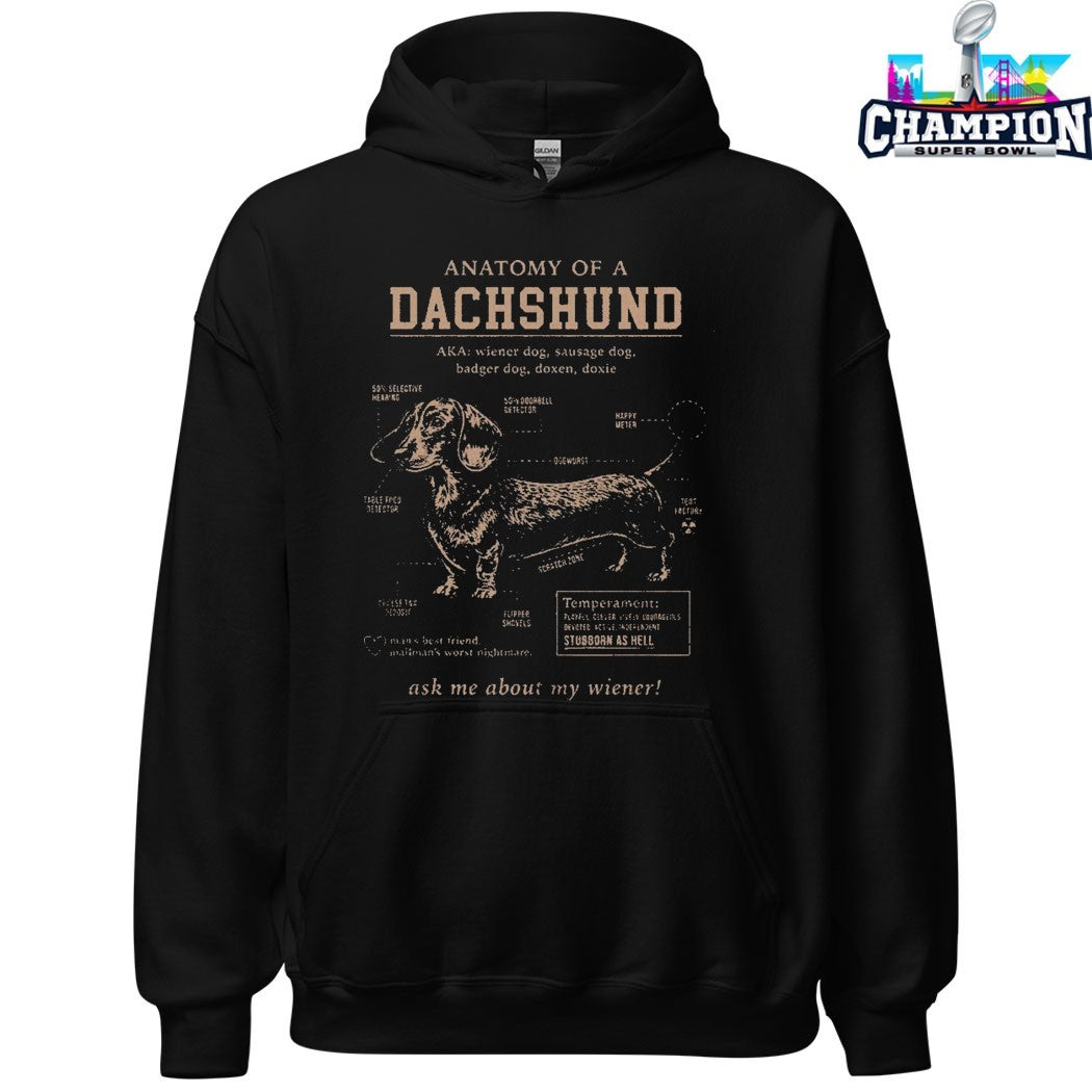 Anatomy Of A Dachshund Ask Me About My Wiener Temperament Schematic T-shirts