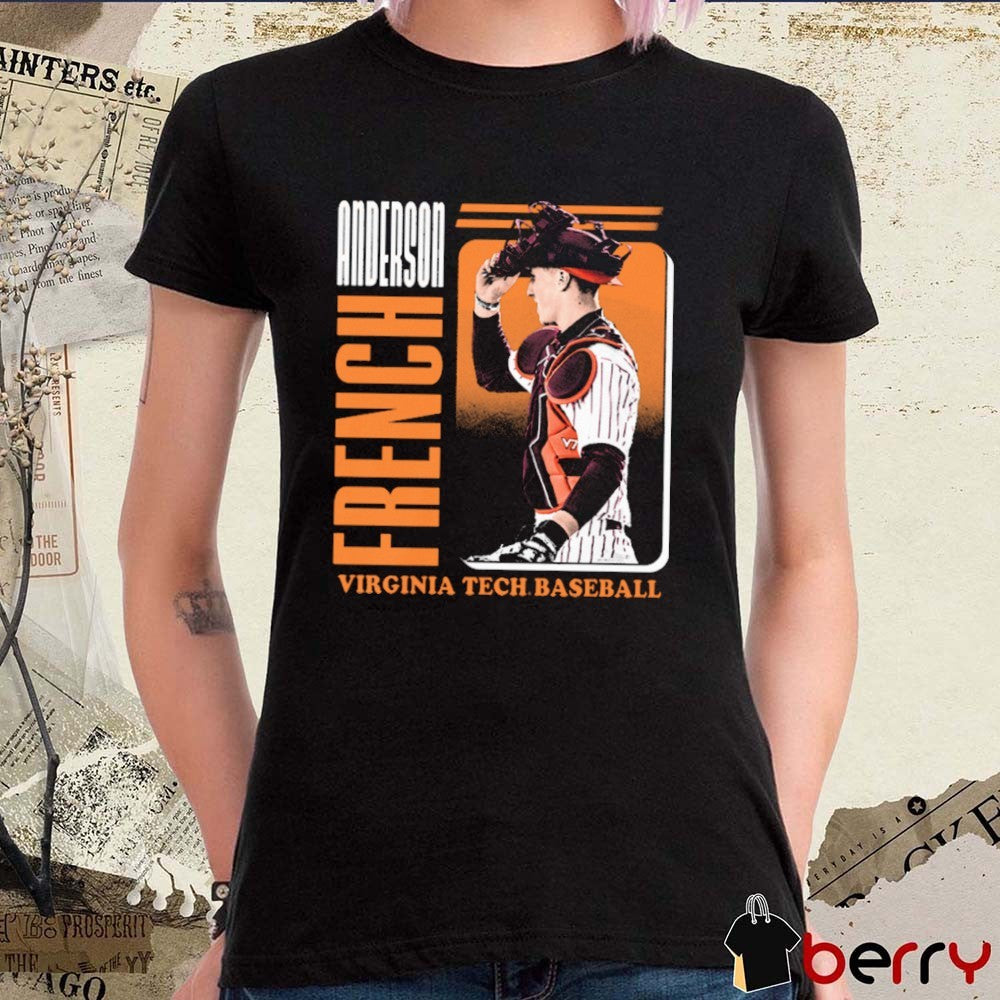Anderson French Virginia Tech Hokies baseball NCAA Division I Graphic t-shirt