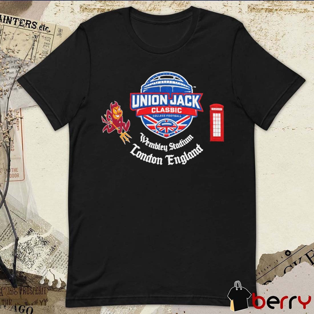Arizona State Sun Devils UJC Sparky PB Union Jack Classic College Football Wembley Stadium London England t-shirt