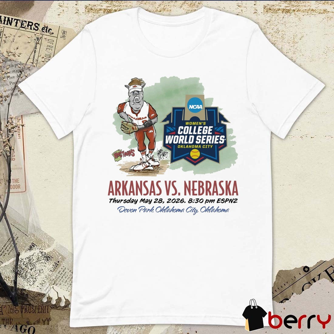 Arkansas Vs Nebraska Thursday May 28 2026 Devon Park Oklahoma City NCAA College World Series t-shirt